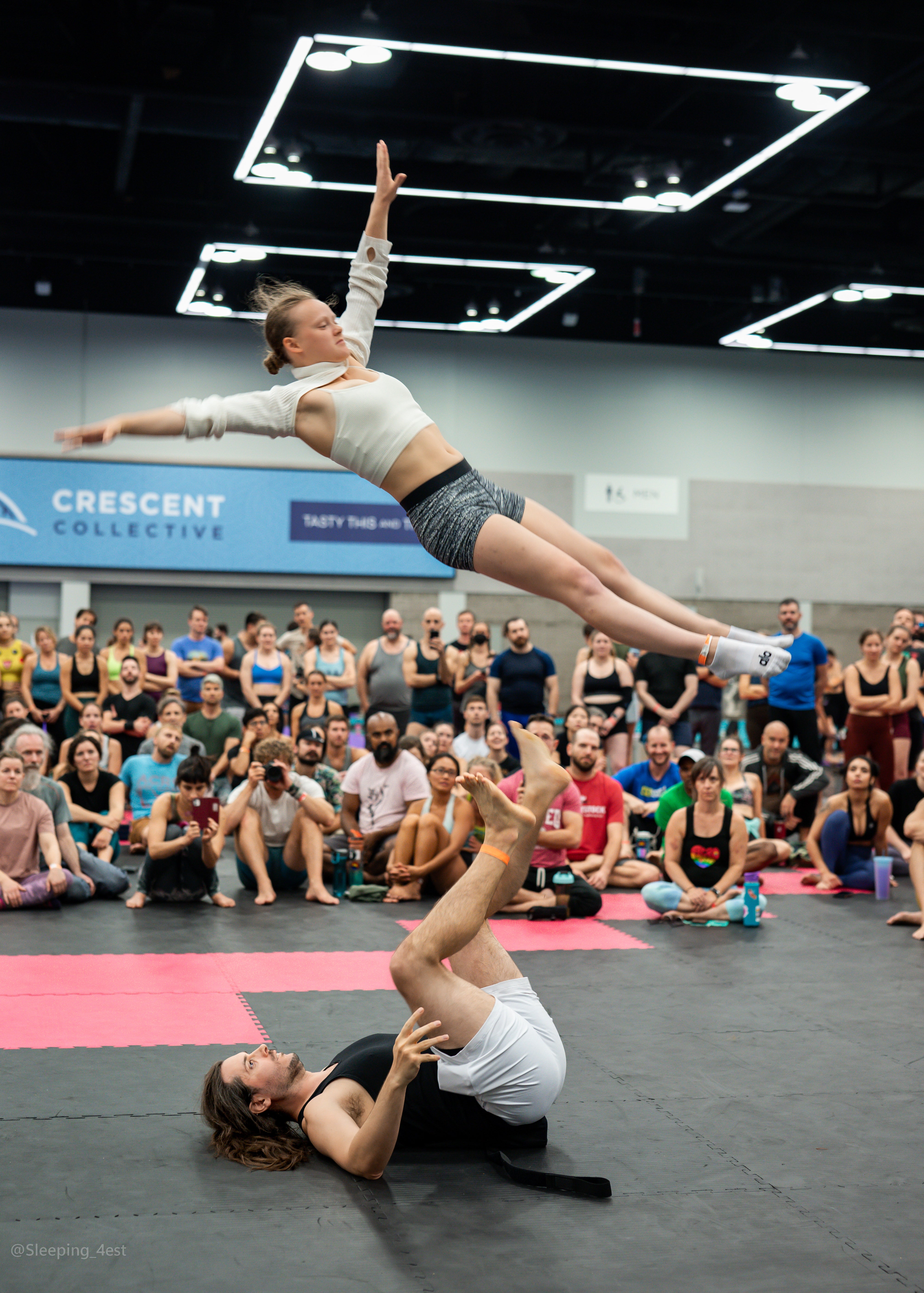 Two acrobats in a standing acro pose